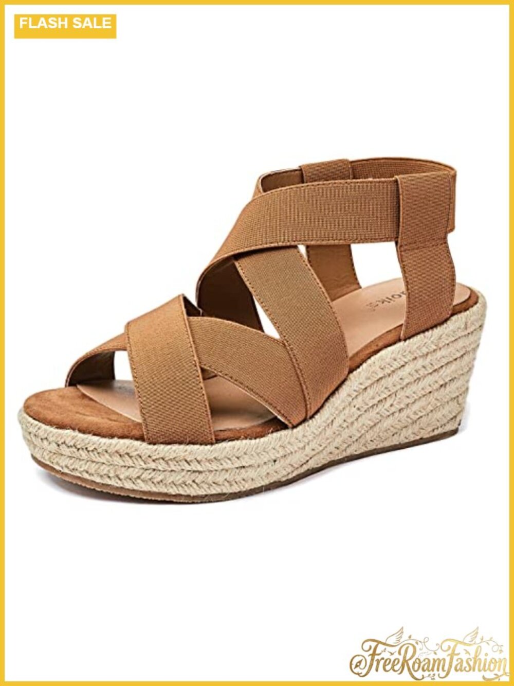 Wide Width Platform Wedge Sandals Memory Foam Faux Leather Ankle Strap